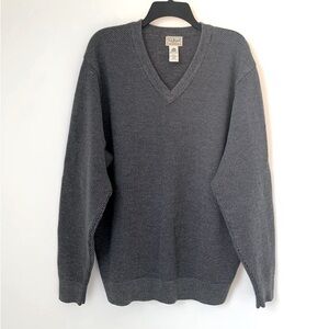 LL Bean Merino Wool Textured V Neck Sweater